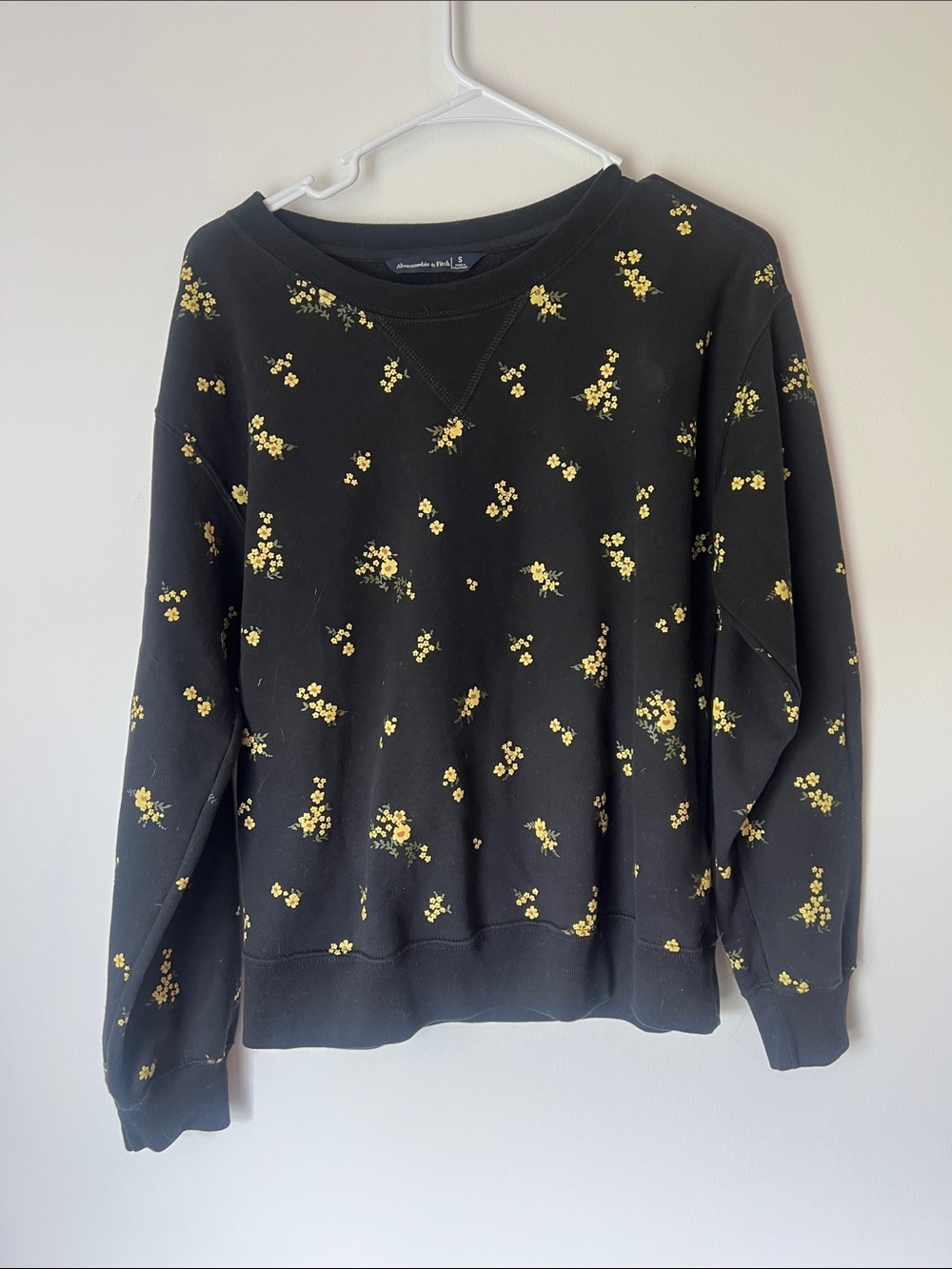 Abercrombie & Fitch Black Sweatshirt with Small Yellow Floral Detail